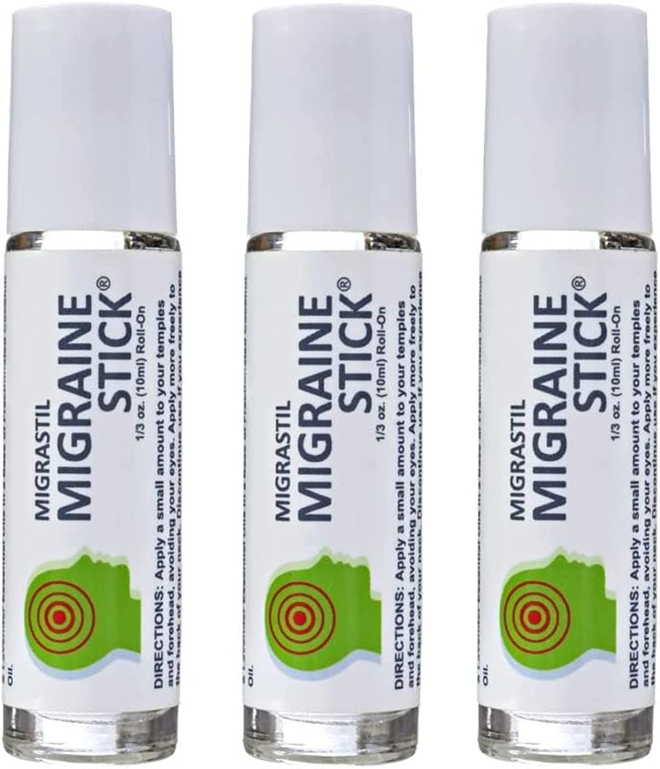 Basic Vigor Migrastil Migraine Stick Rollon - Fast Cooling Comfort for Your Head 3-Pack. Aromatherapy with Peppermint & Other Essential Oils. Metal Roller. Made in USA by Basic Vigor - dailyvitalstore