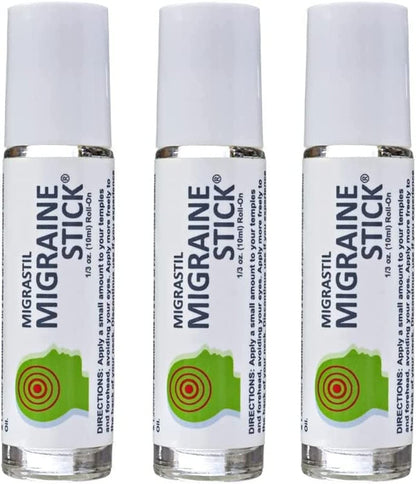Basic Vigor Migrastil Migraine Stick Rollon - Fast Cooling Comfort for Your Head 3-Pack. Aromatherapy with Peppermint & Other Essential Oils. Metal Roller. Made in USA by Basic Vigor - dailyvitalstore
