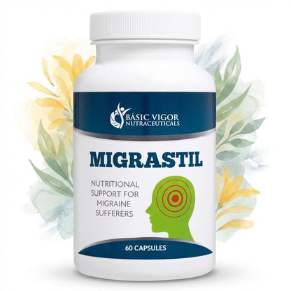 Basic Vigor Migrastil Migraine Support Capsules. Feverfew, Magnesium, Taurine & Vitamin B1 for Migraines Natural Supplement. Made in The USA. Vegan and Gluten Free. - dailyvitalstore