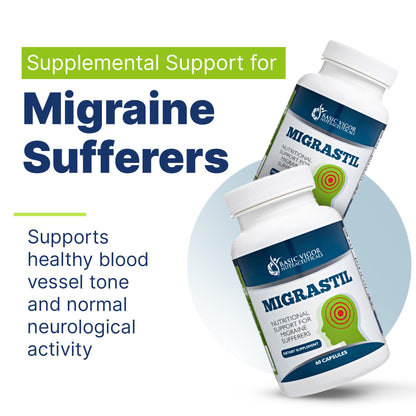 Basic Vigor Migrastil Migraine Support Capsules. Feverfew, Magnesium, Taurine & Vitamin B1 for Migraines Natural Supplement. Made in The USA. Vegan and Gluten Free. - dailyvitalstore