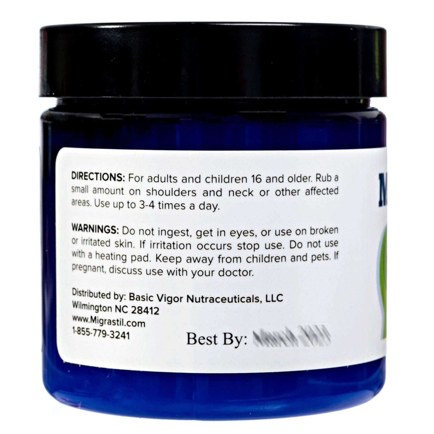 Basic Vigor Migrastil Neck & Shoulder Cream. Cooling Comfort for Migraines, Tech Neck & Tension. (4 oz.) Made in The USA. - dailyvitalstore