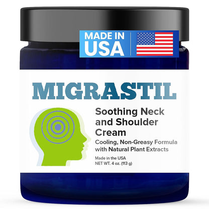 Basic Vigor Migrastil Neck & Shoulder Cream. Cooling Comfort for Migraines, Tech Neck & Tension. (4 oz.) Made in The USA. - dailyvitalstore