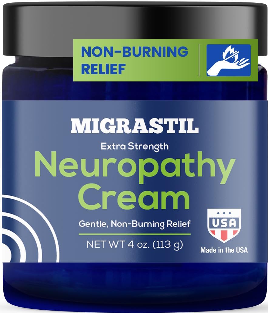 Basic Vigor Migrastil Neuropathy Relief Cream Extra Strength for Feet, Legs, and Hands. Made in The USA. Vegan and Cruelty-Free, Non-Greasy, Gentle, Non-Burning with Cooling Effect (4 oz.) - dailyvitalstore