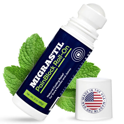 Basic Vigor Migrastil PainBlock Roll-On & Unscented Topical Magnesium Cream Bundle. Made in The USA. - dailyvitalstore