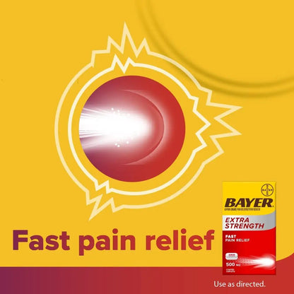 Bayer Aspirin Extra Strength, Aspirin 500mg, Pain Relief Pills, Fever Reducer and Headache Relief for Adults, 100 ct - dailyvitalstore