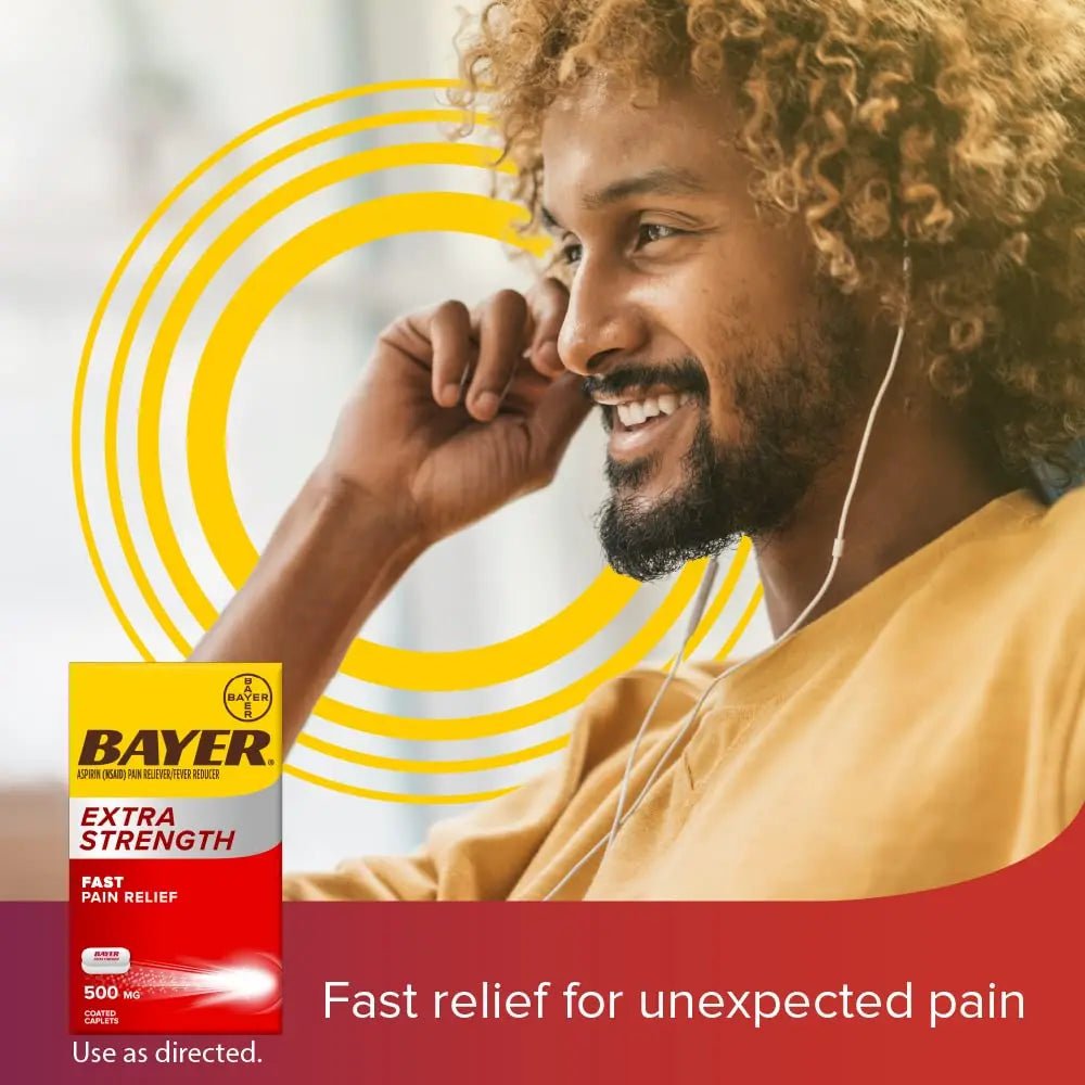 Bayer Aspirin Extra Strength, Aspirin 500mg, Pain Relief Pills, Fever Reducer and Headache Relief for Adults, 100 ct - dailyvitalstore