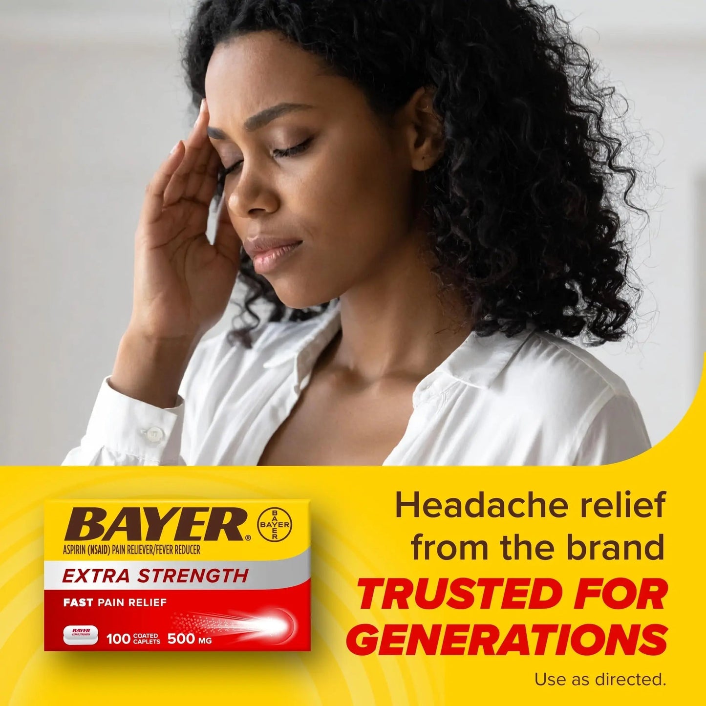 Bayer Aspirin Extra Strength, Aspirin 500mg, Pain Relief Pills, Fever Reducer and Headache Relief for Adults, 100 ct - dailyvitalstore