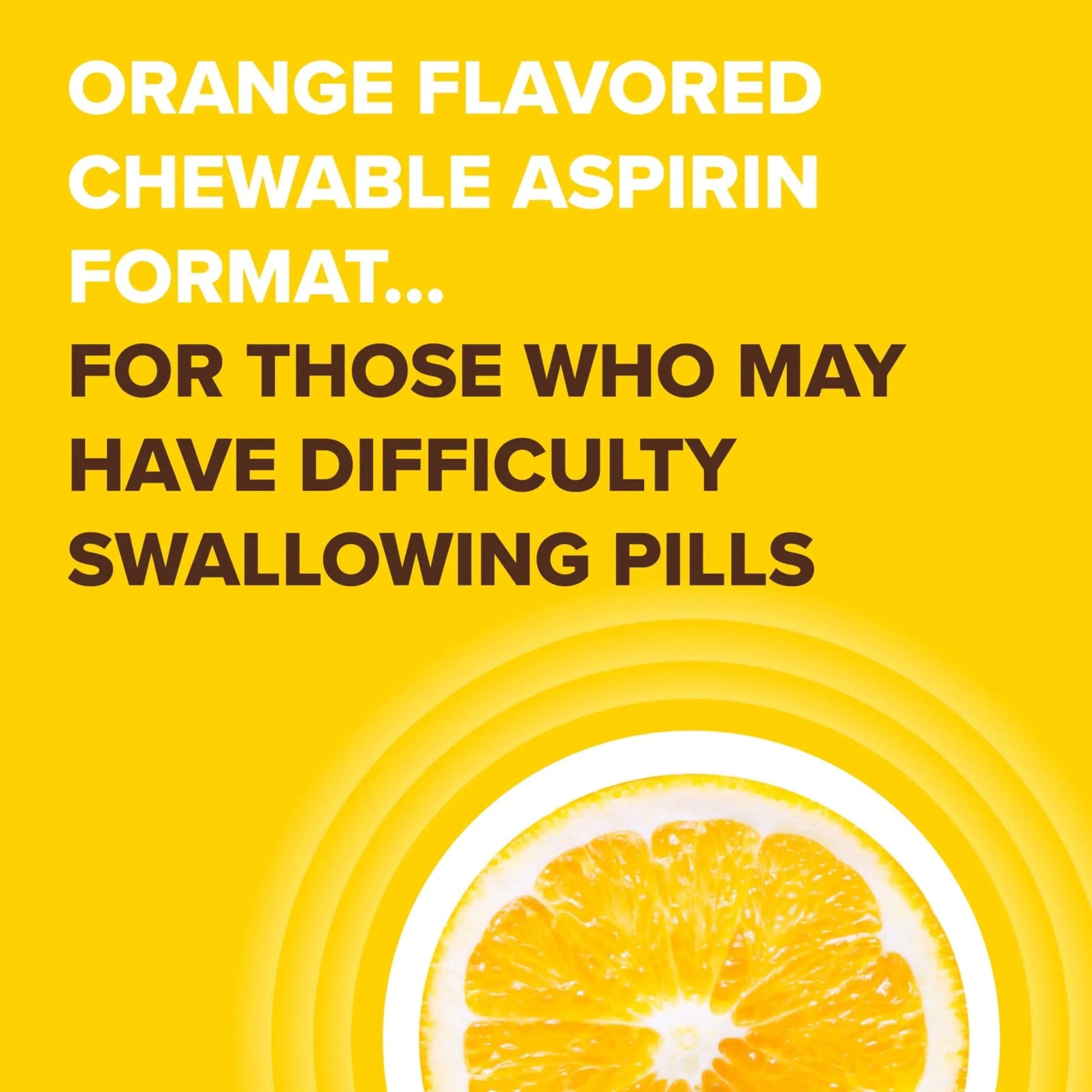 Bayer Aspirin Low Dose 81 mg Chewable Tablets, Pain Reliever, Orange Flavored, 216 Tablets (6 Pack) - dailyvitalstore