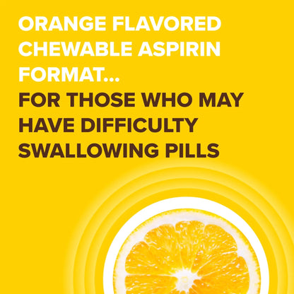 Bayer Aspirin Low Dose 81 mg Chewable Tablets, Pain Reliever, Orange Flavored, 216 Tablets (6 Pack) - dailyvitalstore