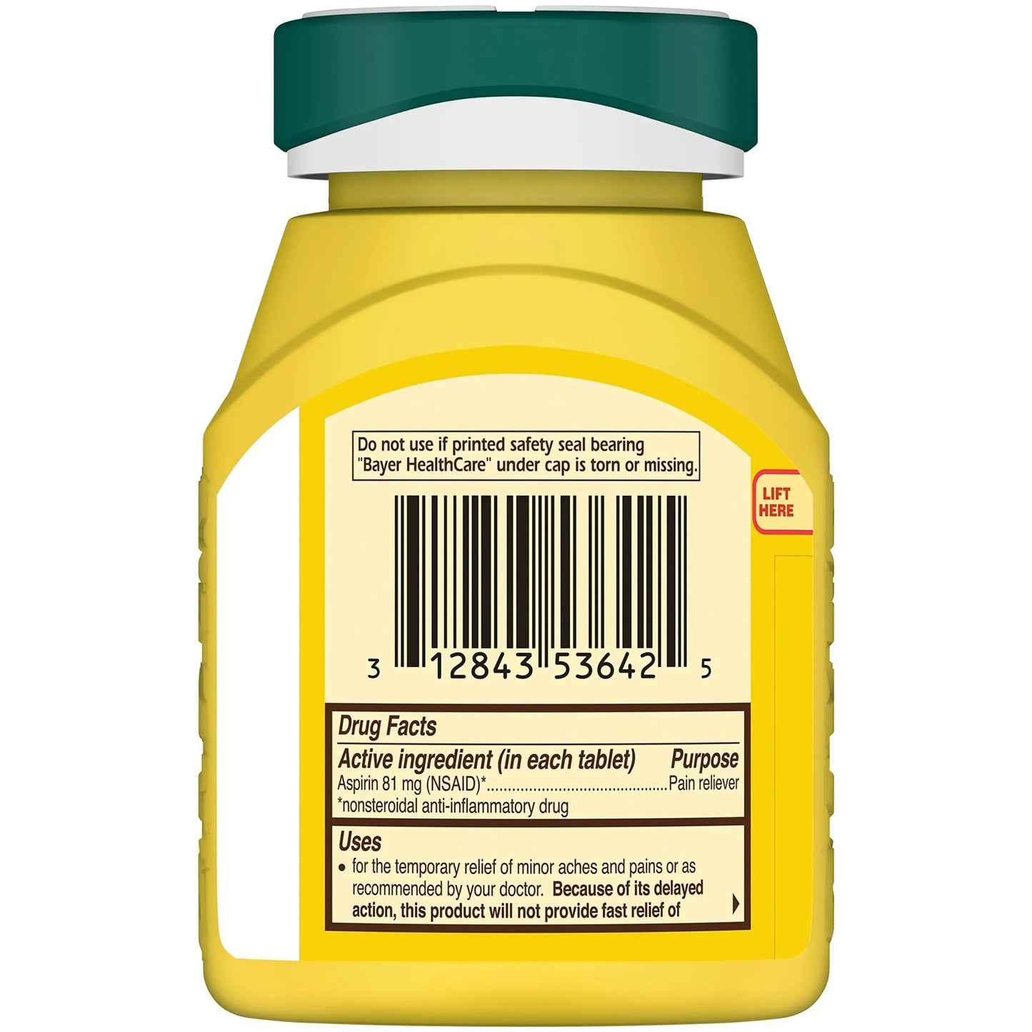 Bayer Aspirin Low Dose 81 mg, Enteric Coated Tablets, Doctor Recommended, Secondary Prevention of Cardiovascular Disease, 300 Safety Coated Tablets (Packaging may vary) - dailyvitalstore