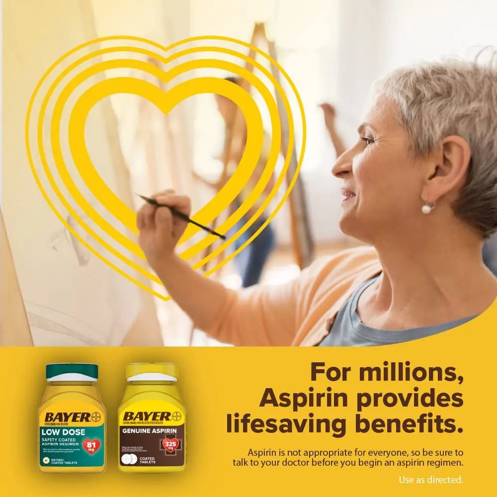 Bayer Aspirin Safety Coated 325 mg Caplets 100 Caplets, Pack of 2 - dailyvitalstore
