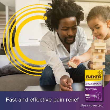 Bayer Back & Body 500mg Aspirin Plus Caffeine for Powerful Pain Relief, 200 Coated Caplets - dailyvitalstore