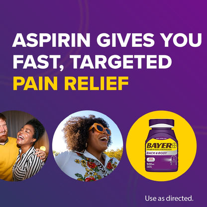 Bayer Back & Body 500mg Aspirin Plus Caffeine for Powerful Pain Relief, 200 Coated Caplets - dailyvitalstore