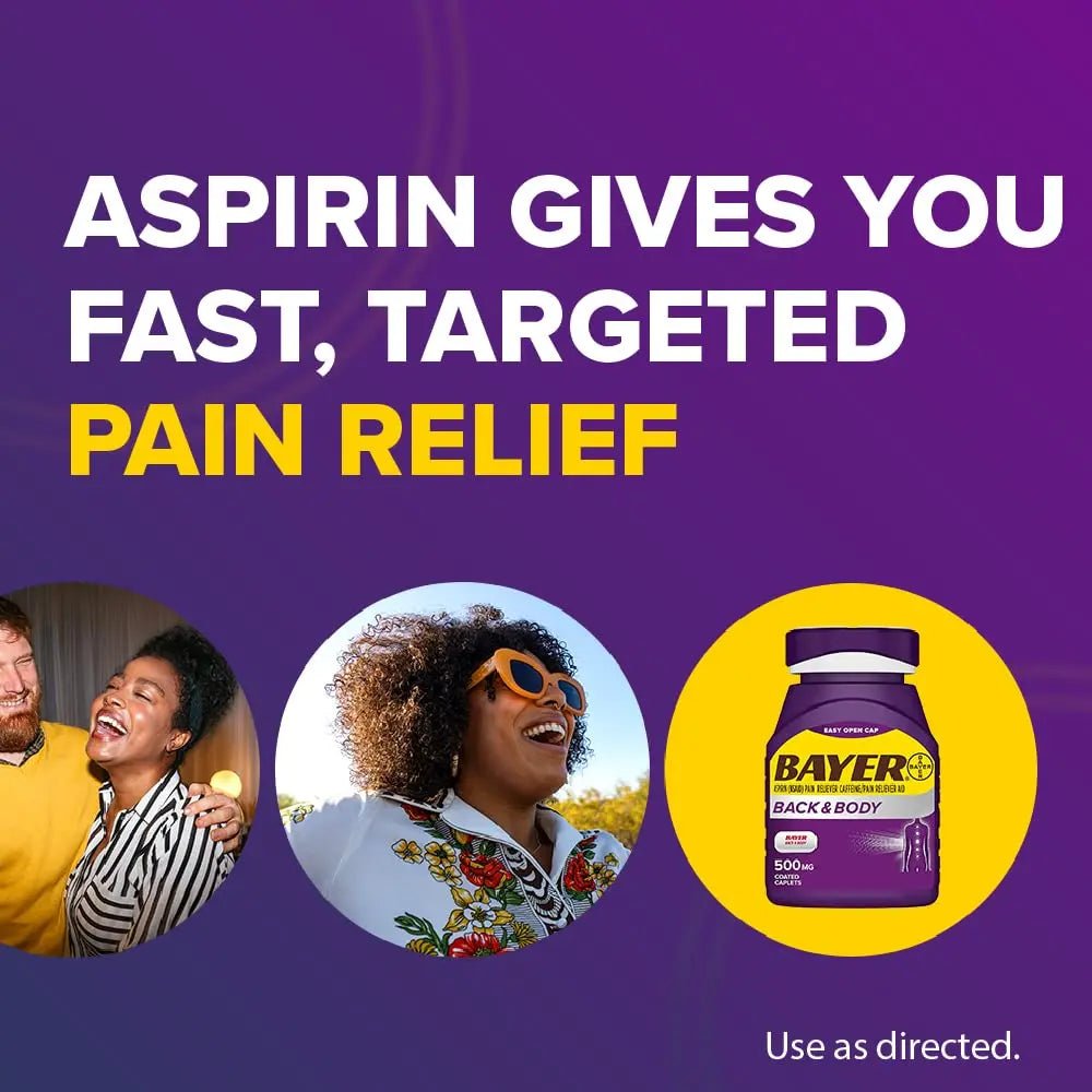 Bayer Extra Strength 500mg Aspirin Plus Caffeine for Powerful Pain Relief, 200 Coated Caplets - dailyvitalstore