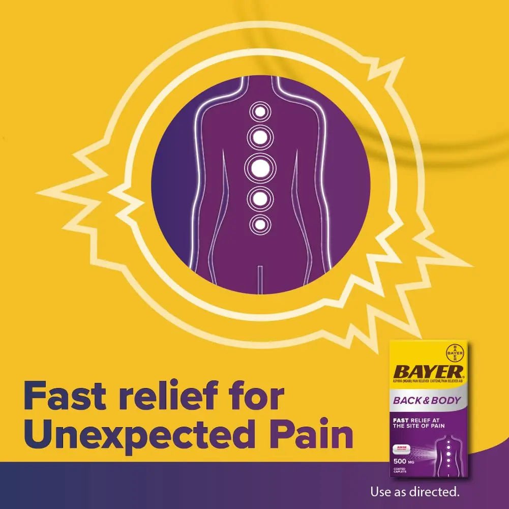 Bayer Extra Strength 500mg Aspirin Plus Caffeine for Powerful Pain Relief, 200 Coated Caplets - dailyvitalstore