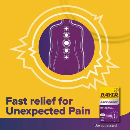 Bayer Extra Strength 500mg Aspirin Plus Caffeine for Powerful Pain Relief, 200 Coated Caplets - dailyvitalstore