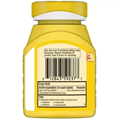 Bayer Genuine Aspirin 325 mg, Coated Tablets for Headache Relief, Multi-Symptom Pain Reliever and Fever Reducer, Pain Relief Tablets for Tooth and Muscle Pain, Backache, 300 Ct - dailyvitalstore