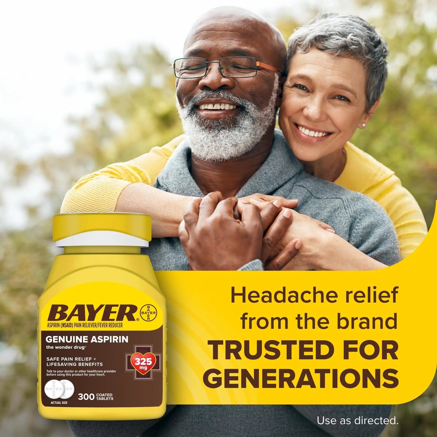 Bayer Genuine Aspirin 325 mg, Coated Tablets for Headache Relief, Multi-Symptom Pain Reliever and Fever Reducer, Pain Relief Tablets for Tooth and Muscle Pain, Backache, 300 Ct - dailyvitalstore