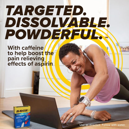 Bayer® Rapid Relief, Dissolvable Raspberry Flavor, Powder Packs with Aspirin & Caffeine, Fast Acting Headache Relief, Muscle and Body Pain Reliever, 20ct - dailyvitalstore