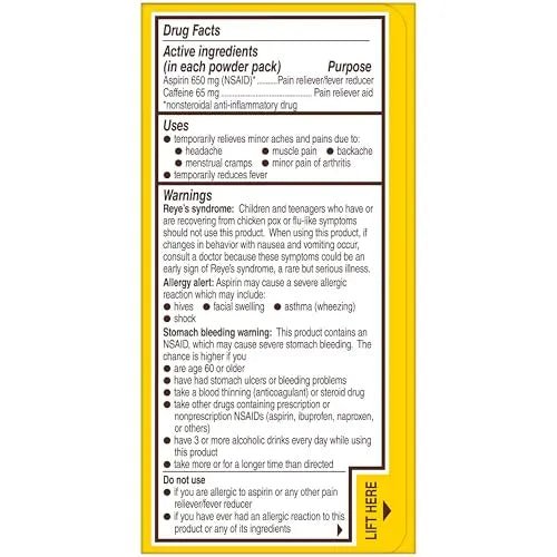 Bayer® Rapid Relief, Dissolvable Raspberry Flavor, Powder Packs with Aspirin & Caffeine, Fast Acting Headache Relief, Muscle and Body Pain Reliever, 30ct - dailyvitalstore