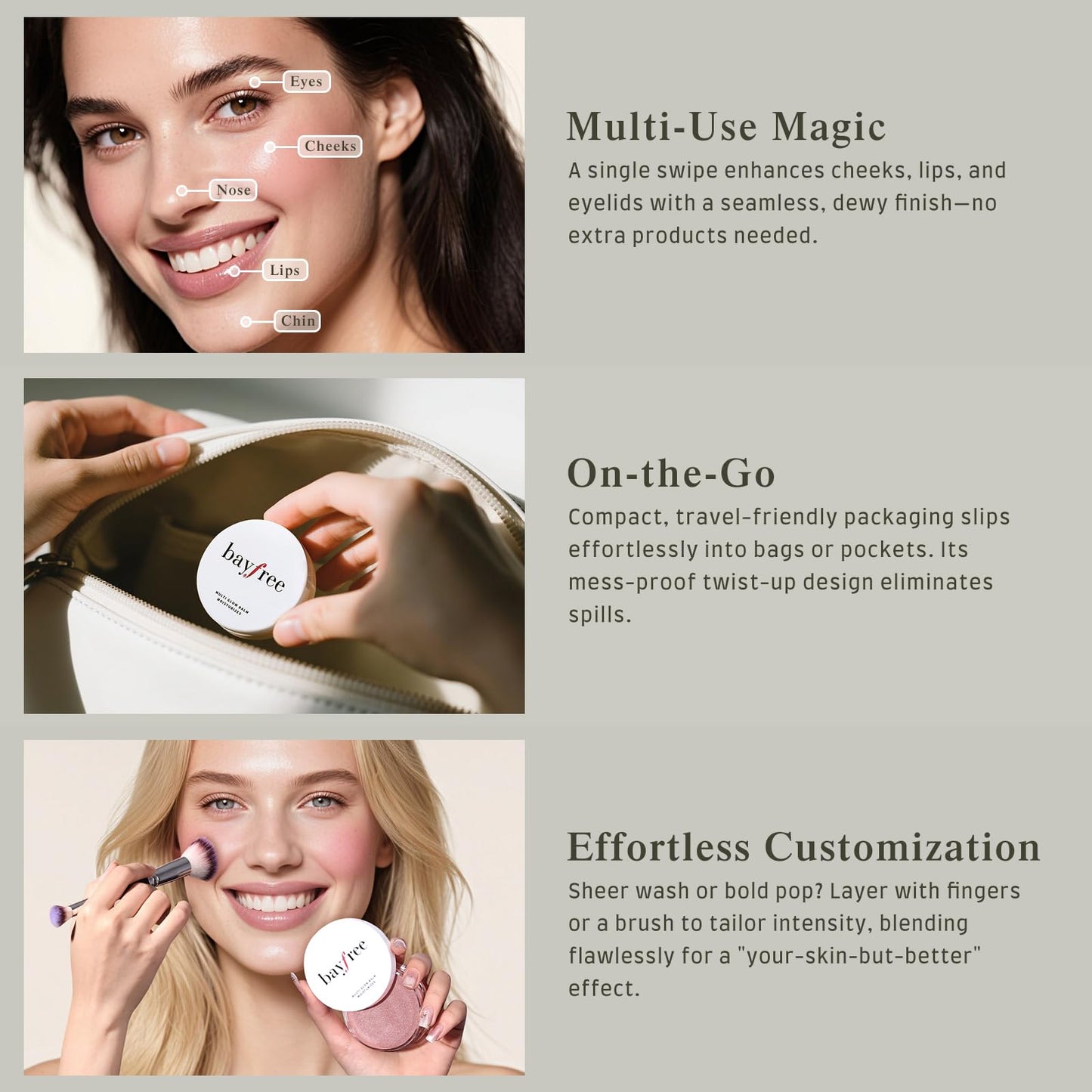 bayfree Multi Glow Balm, Cream Blush for Cheeks, Blush Balm Face Makeup, Radiant Finish, Hydrating, Creamy, Lightweight & Blendable Color, Face Makeup 0.63 Oz - dailyvitalstore