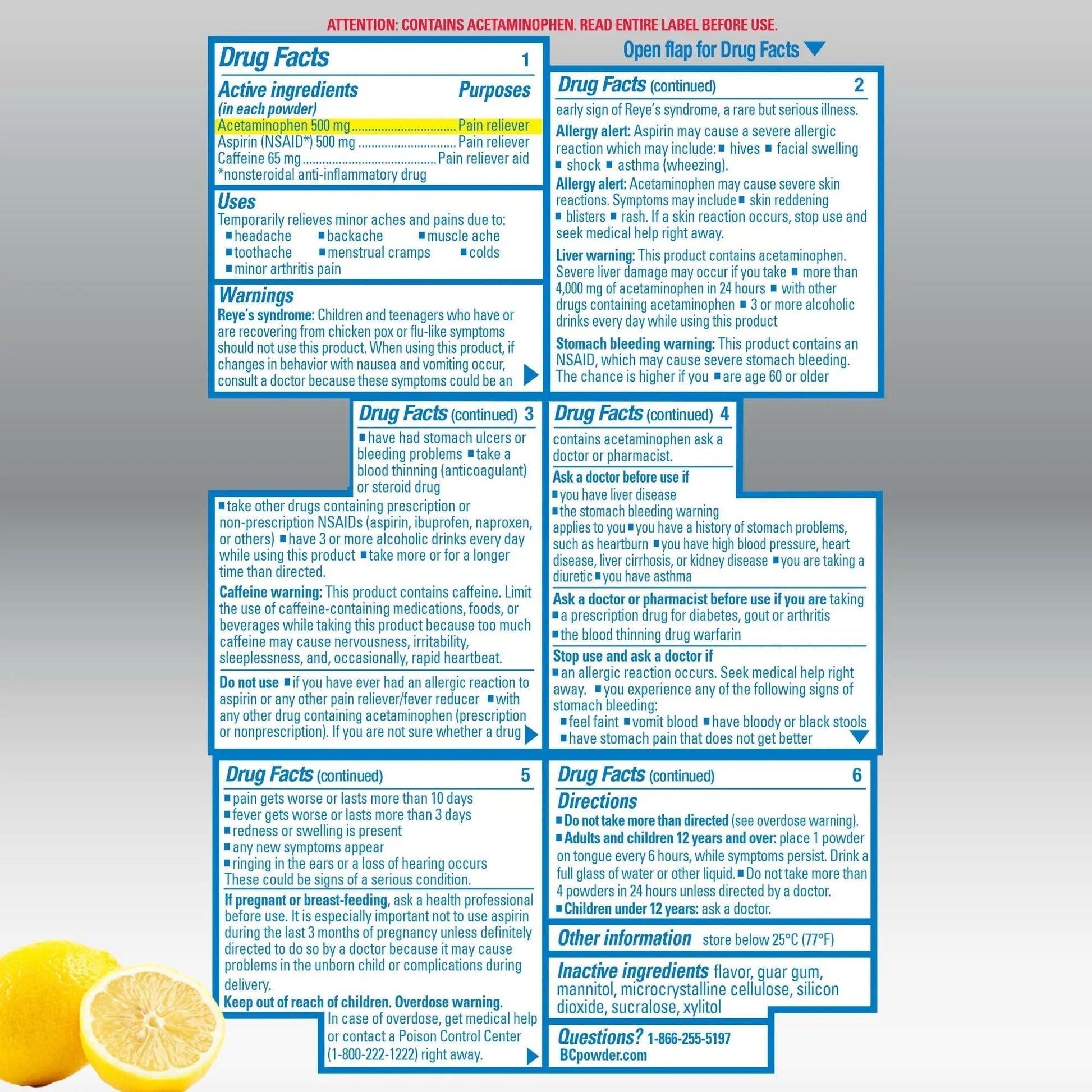 BC Max Strength Headache Relief Powder, Triple-Action Formula with Acetaminophen, Aspirin & Caffeine Eases Aches & Pains, Lemonade Flavor, 16 Count - dailyvitalstore