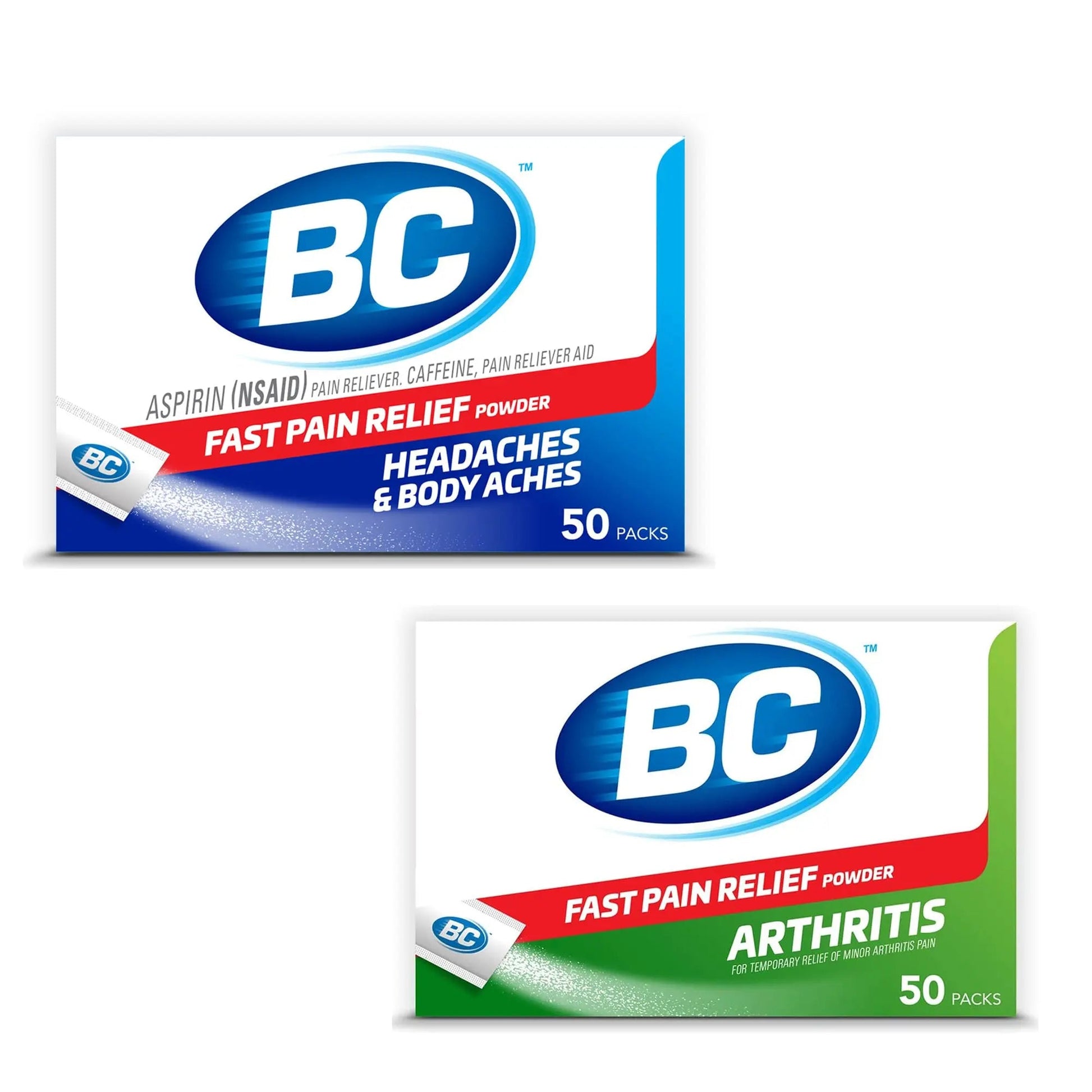 BC Powder | Fast Pain Relief | Arthritis | Aspirin (NSAID) & Caffeine | 50 Count and BC Powder | Fast Pain Relief | Aspirin (NSAID) & Caffeine | 50 Count - dailyvitalstore
