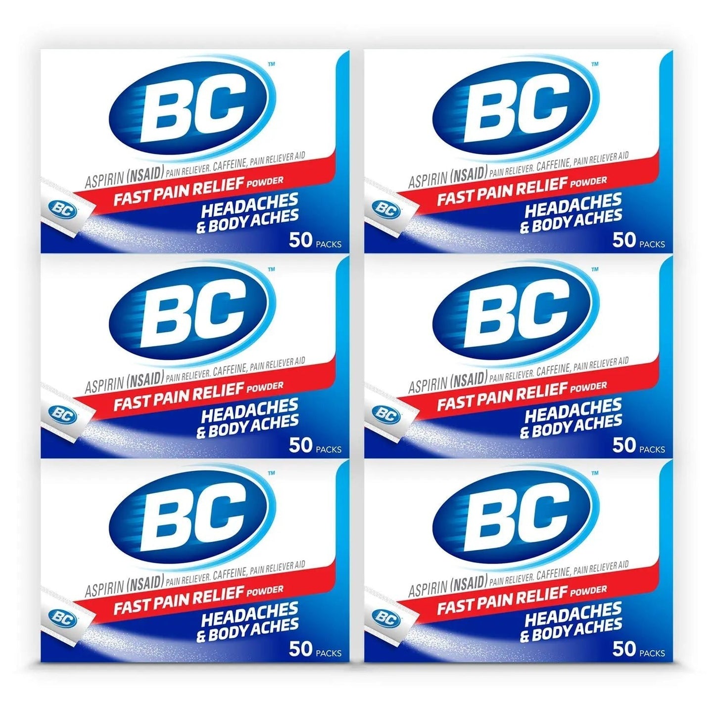 BC Powder Original Strength Pain Reliever, 50 Powder Sticks, 50 Count(Pack of 6) - dailyvitalstore