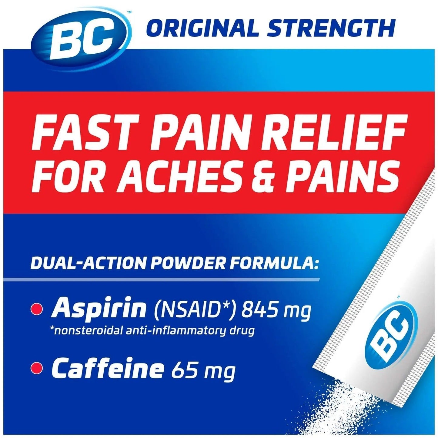 BC Powder Original Strength Pain Reliever, 50 Powder Sticks, 50 Count(Pack of 6) - dailyvitalstore