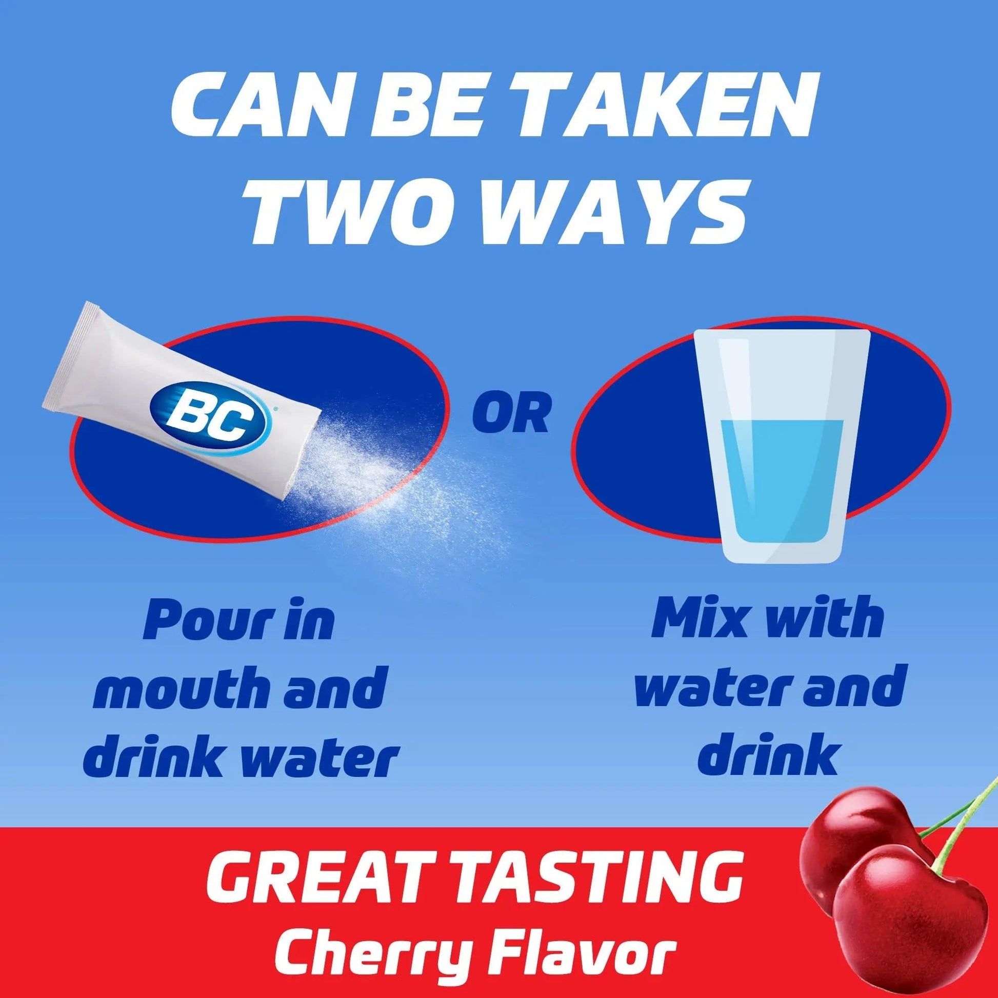 BC Powder Pain Reliever, Cherry Flavor Aspirin Dissolve Packs, 24 Count Powder Packets (2 Pack) - dailyvitalstore