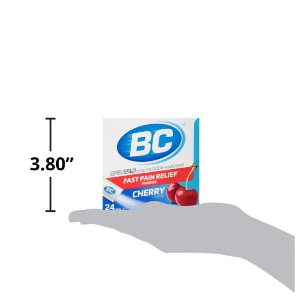 BC Powder Pain Reliever, Cherry Flavor Aspirin Dissolve Packs, 24 Count Powder Packets (6 Pack) - dailyvitalstore