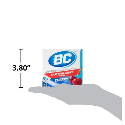 BC Powder Pain Reliever, Cherry Flavor Aspirin Dissolve Packs, 24 Count Powder Packets (6 Pack) - dailyvitalstore