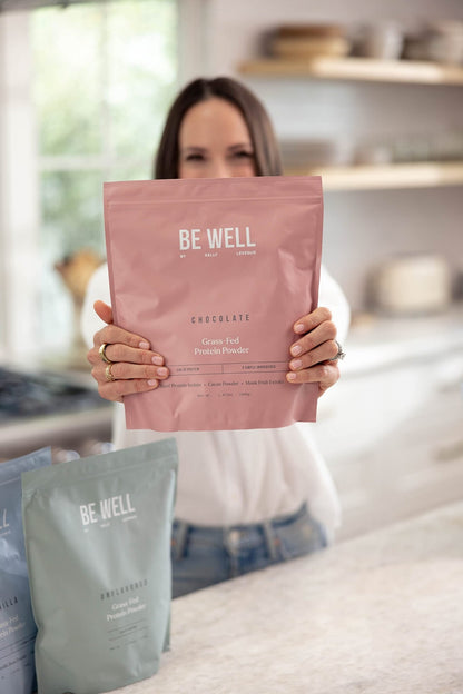 Be Well by Kelly Chocolate Grass-Fed Beef Protein Powder, 24G of Protein & 1G Net Carbs (3 Ingredients, 30 Servings) 9 Amino Acids + 3 BCAAs No Soy, No Dairy, Stevia-Free, No Sugar Added 1.87lb 849g - dailyvitalstore