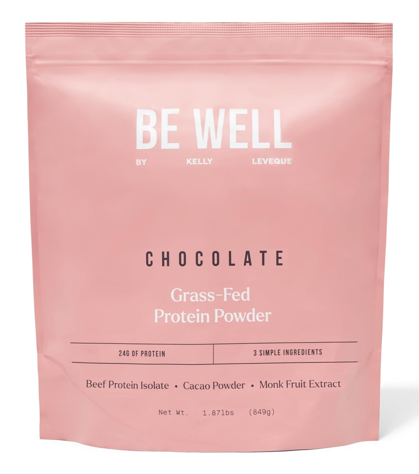 Be Well by Kelly Chocolate Grass-Fed Beef Protein Powder, 24G of Protein & 1G Net Carbs (3 Ingredients, 30 Servings) 9 Amino Acids + 3 BCAAs No Soy, No Dairy, Stevia-Free, No Sugar Added 1.87lb 849g - dailyvitalstore