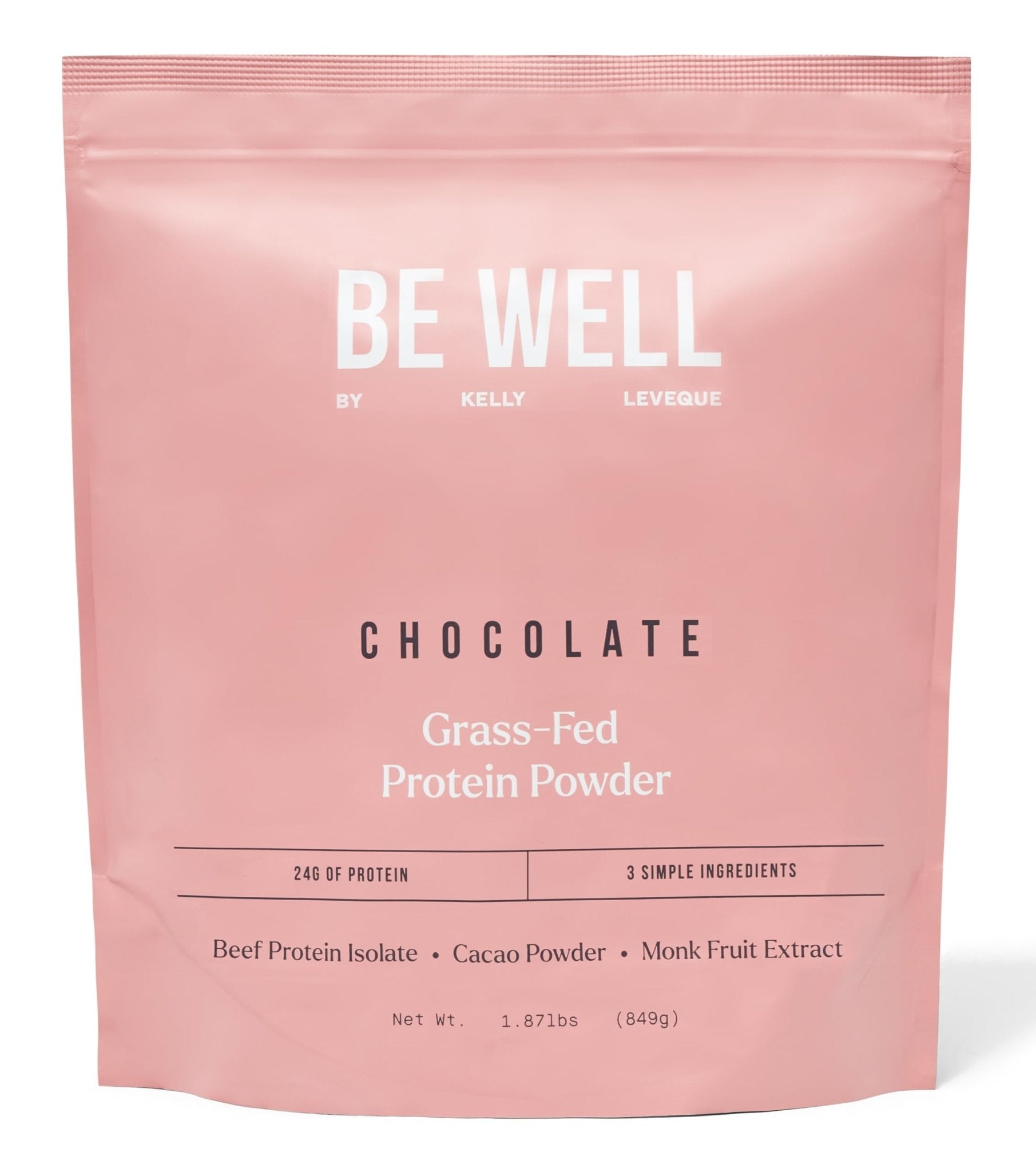 Be Well by Kelly Chocolate Grass-Fed Beef Protein Powder, 24G of Protein & 1G Net Carbs (3 Ingredients, 30 Servings) 9 Amino Acids + 3 BCAAs No Soy, No Dairy, Stevia-Free, No Sugar Added 1.87lb 849g - dailyvitalstore