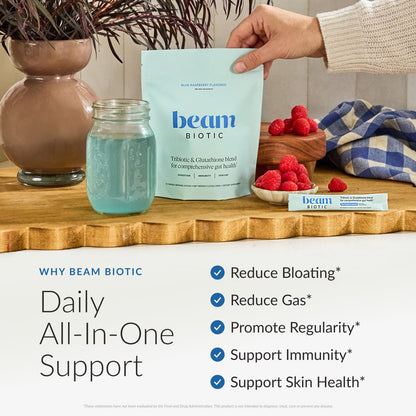 Beam Biotic Probiotics for Women – Gut Health & Digestive Health Powder with Pre, Pro & Postbiotics + Glutathione, Daily Probiotic Drink for Bloating Relief & Gut Balance - dailyvitalstore