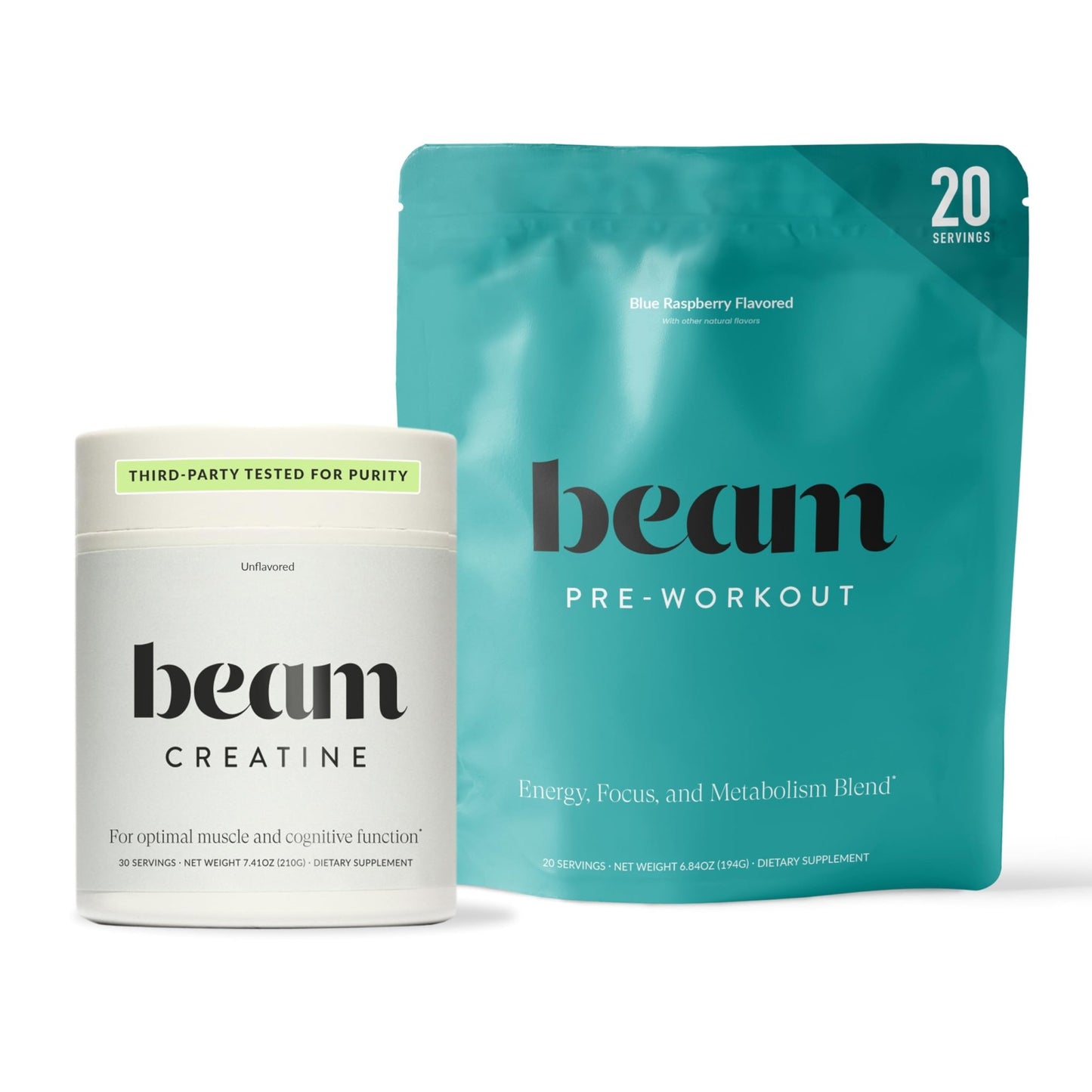 Beam Creatine Monohydrate + Pre Workout Bundle – Strength, Endurance & Muscle Recovery Stack – Clean Energy & Hydration Support, Third-Party Tested for Peak Training Performance - dailyvitalstore