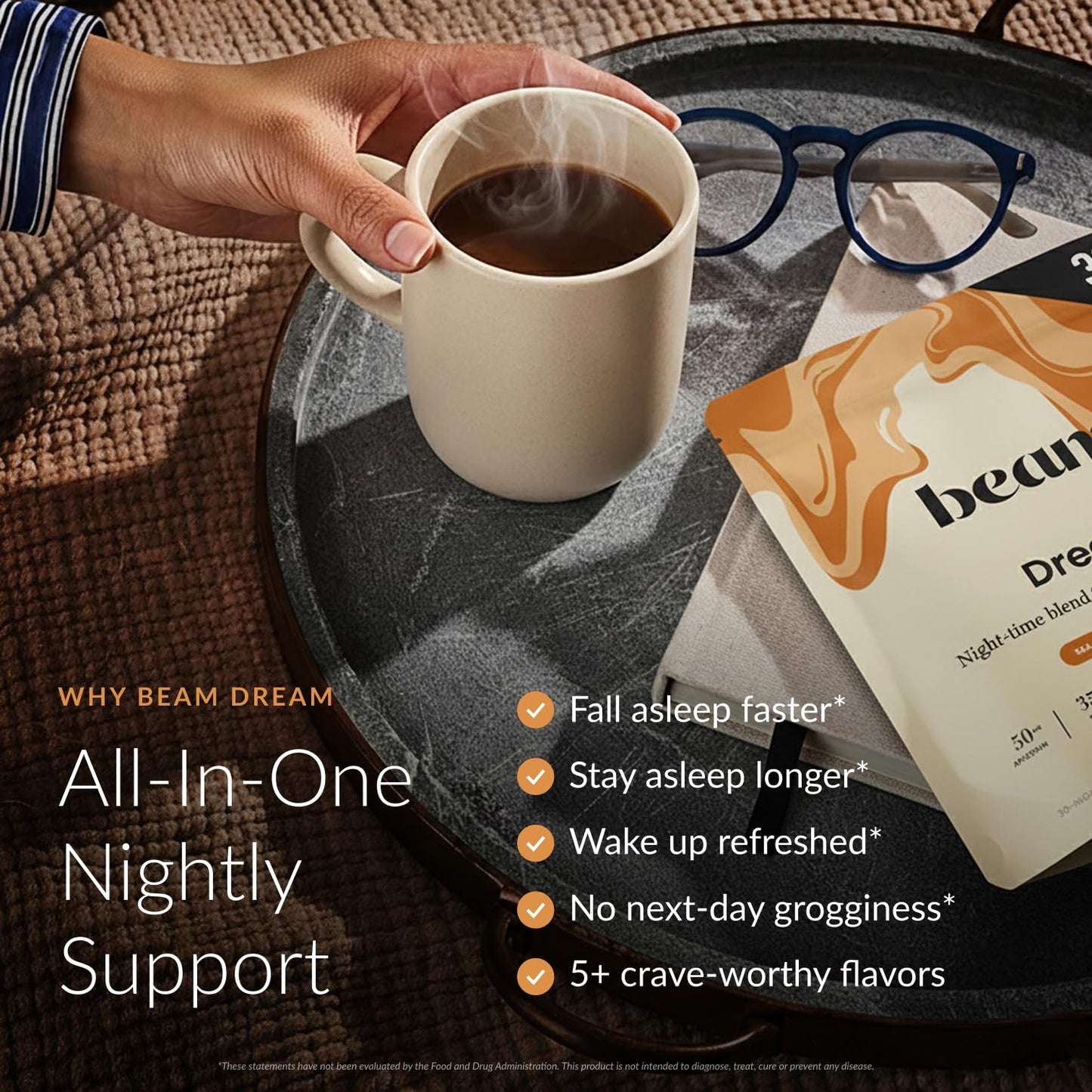 Beam Dream Sleep Powder – Sleep Aid for Adults with Melatonin, Magnesium, L-Theanine, Reishi Mushroom & Apigenin Sleep Supplement, Sleepy Cocoa Bedtime Drink Mix, Sea Salt Caramel Flavor, 30 Servings - dailyvitalstore