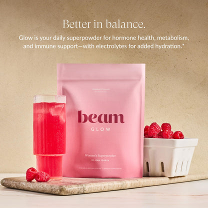 Beam Glow, Hormone Balance for Women, Strawberry Kiwi and Raspberry Bundle, Thyroid Support for Women, Natural Hormone Support Powder with Selenium and Bromelain, PMS Relief, Energy, Hair, Skin Health - dailyvitalstore
