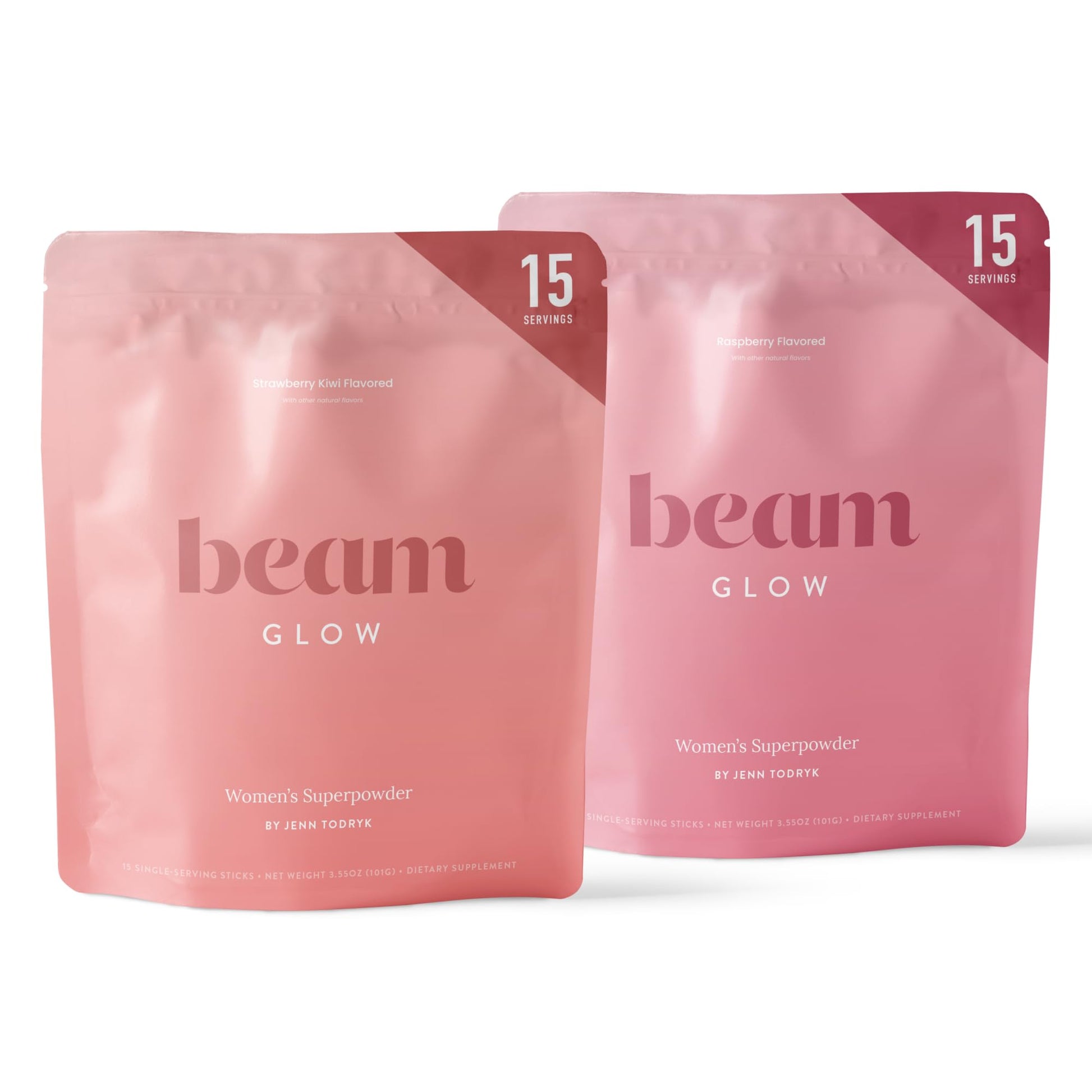 Beam Glow, Hormone Balance for Women, Strawberry Kiwi and Raspberry Bundle, Thyroid Support for Women, Natural Hormone Support Powder with Selenium and Bromelain, PMS Relief, Energy, Hair, Skin Health - dailyvitalstore