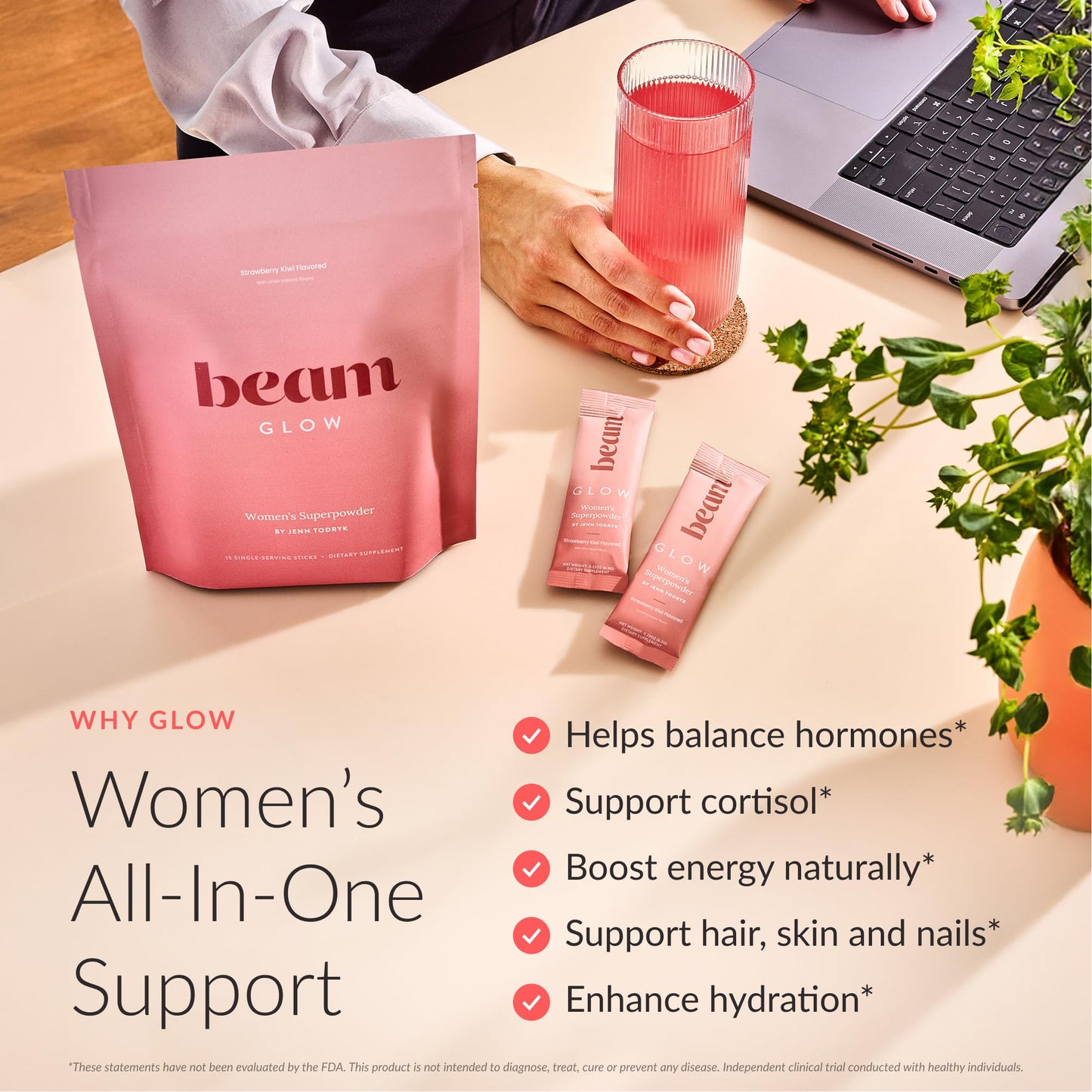 Beam Glow Hormone Balance Supplement for Women – Cortisol Supplement for Women, PMS Relief Supplement, Perimenopause & PCOS Support, Womens Vitamins, Thyroid Support with Ashwagandha & Selenium - dailyvitalstore