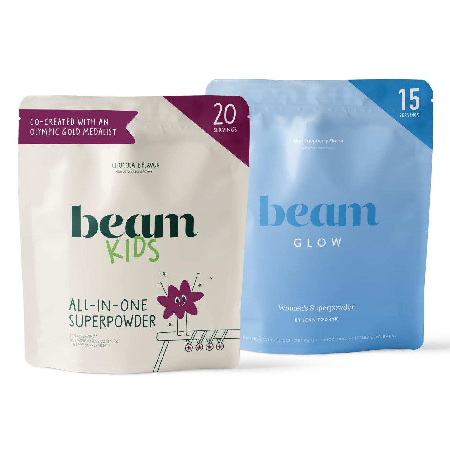 Beam Glow & Kids Wellness Bundle, Hormone Support for Women with Inositol & Ashwagandha, Superfood Powder with Fruits & Veggies for Kids' Growth & Immune Health - dailyvitalstore