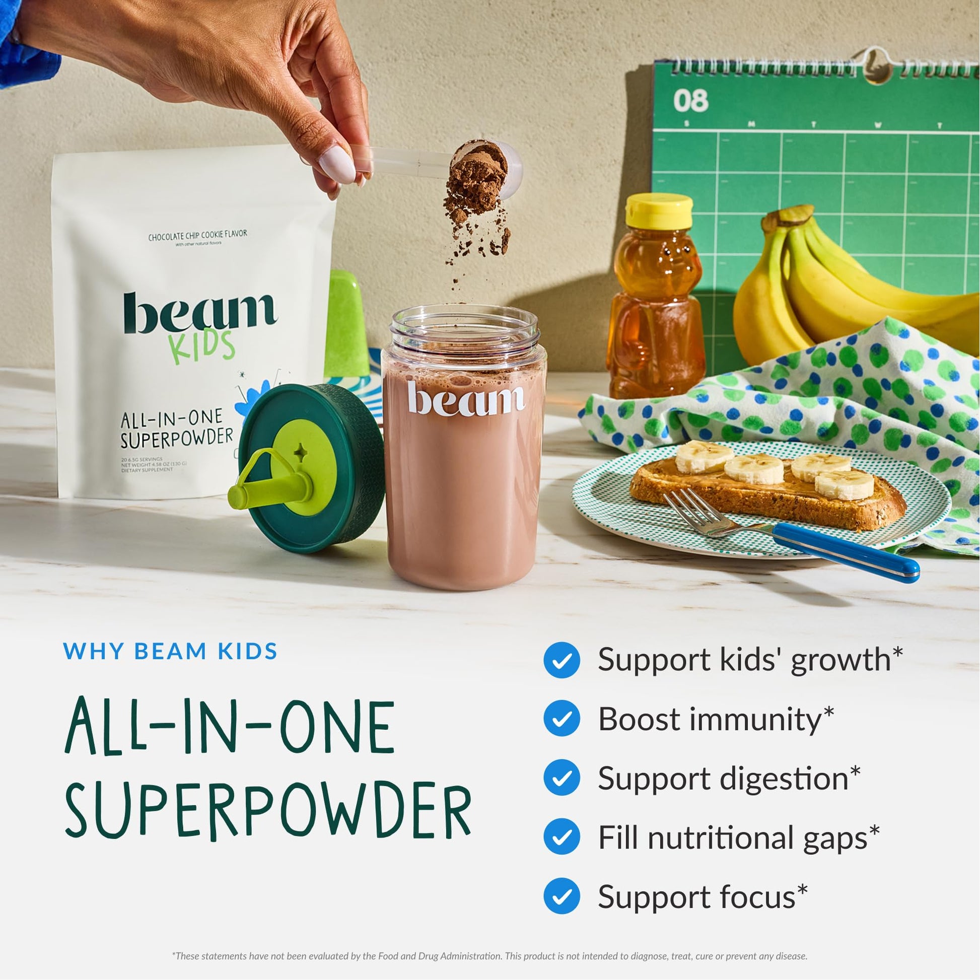 Beam Kids Multivitamin Powder – Kids Vitamins with Greens, Probiotic & Prebiotic, Immune Support for Children & Toddlers, No Artificial Sweeteners, For Picky Eaters, - dailyvitalstore