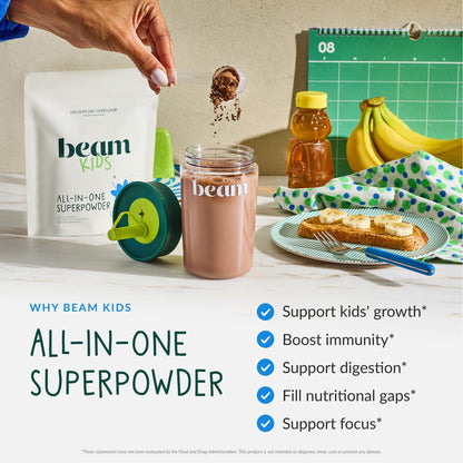 Beam Kids Multivitamin Powder – Kids Vitamins with Greens, Probiotic & Prebiotic, Immune Support for Children & Toddlers, No Artificial Sweeteners, For Picky Eaters, - dailyvitalstore