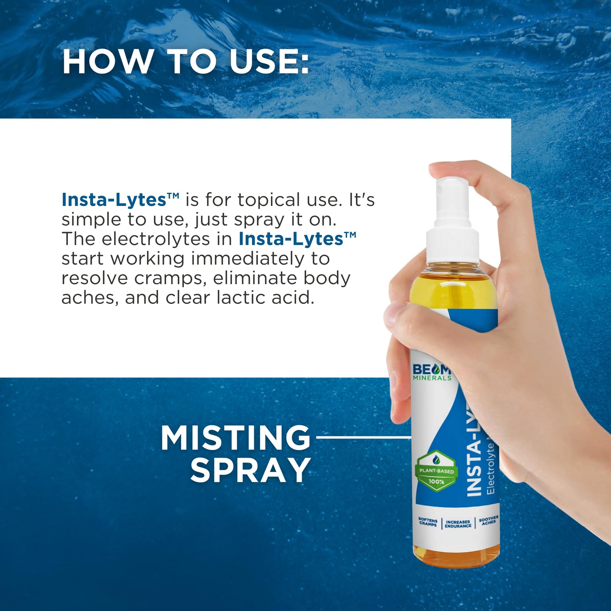 BEAM MINERALS Insta-Lytes | How to Stop Leg Cramps Immediately Electrolyte Misting Spray | Fulvic Acid Trace Minerals | Fast Micronutrients Supplements | 2 fl Oz - dailyvitalstore