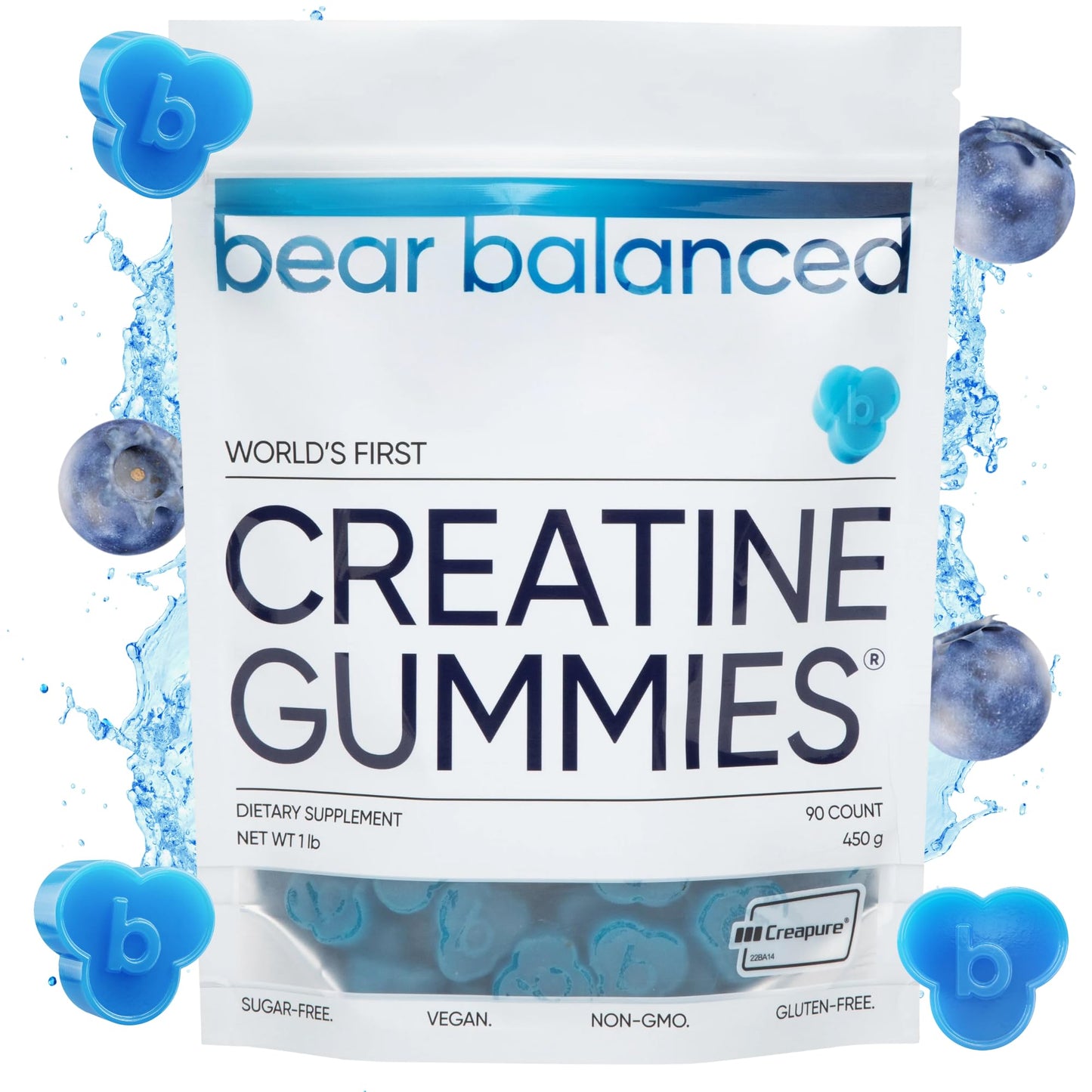 Bear Balanced Creatine Gummies for Men & Women - Creapure® Creatine Monohydrate, L-Theanine, L-Tyrosine & B12 for Muscle Growth, Strength, Focus, Energy & Health - dailyvitalstore