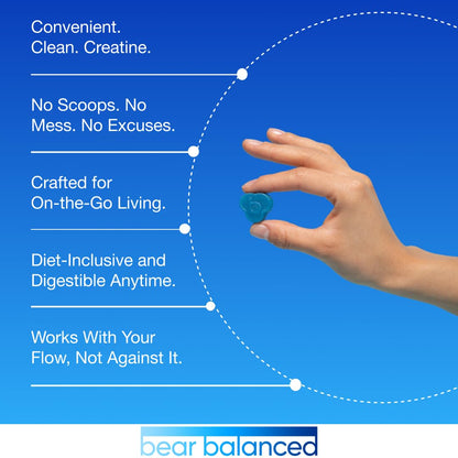 Bear Balanced Creatine Gummies for Men & Women - Creapure® Creatine Monohydrate, L-Theanine, L-Tyrosine & B12 for Muscle Growth, Strength, Focus, Energy & Health - dailyvitalstore