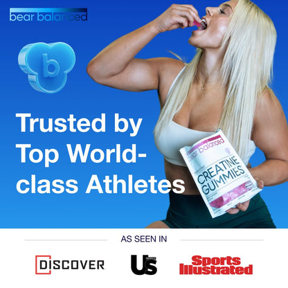 Bear Balanced Creatine Gummies for Men & Women - Creapure® Creatine Monohydrate, L-Theanine, L-Tyrosine & B12 for Muscle Growth, Strength, Focus, Energy & Health - dailyvitalstore