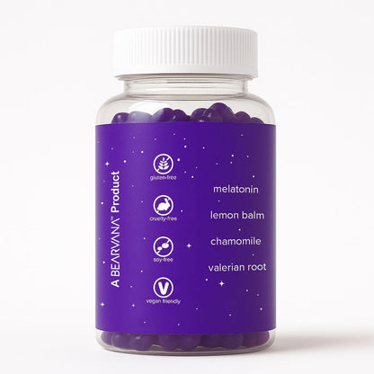 BEARVANA Sleep Gummies with Melatonin | Grape Flavored Vegan Sleep Supplement with Lemon Balm, Chamomile & Valerian Root | Night time Relaxation & Rest Support | 60 Gummies - dailyvitalstore