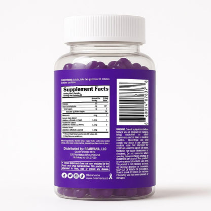 BEARVANA Sleep Gummies with Melatonin | Grape Flavored Vegan Sleep Supplement with Lemon Balm, Chamomile & Valerian Root | Night time Relaxation & Rest Support | 60 Gummies - dailyvitalstore